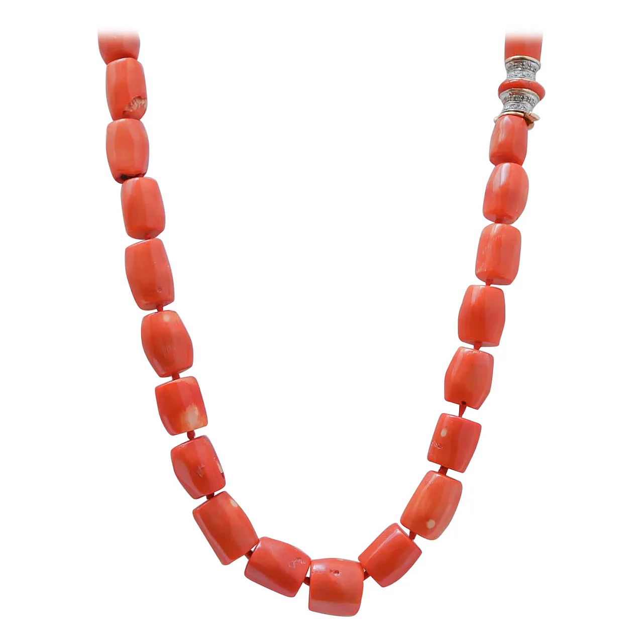 Coral, diamond, white gold and rose gold necklace, 1950s 1