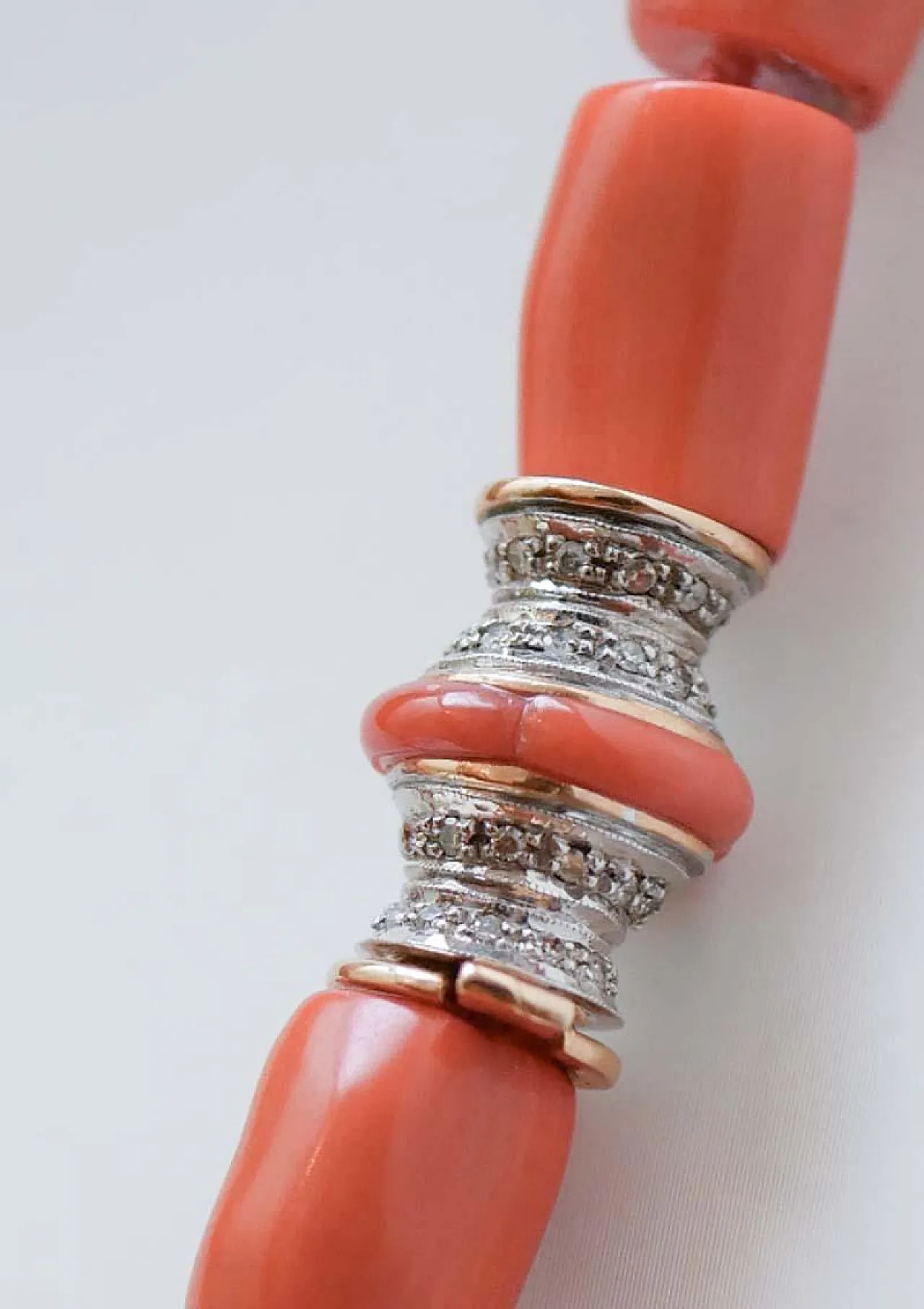 Coral, diamond, white gold and rose gold necklace, 1950s 4