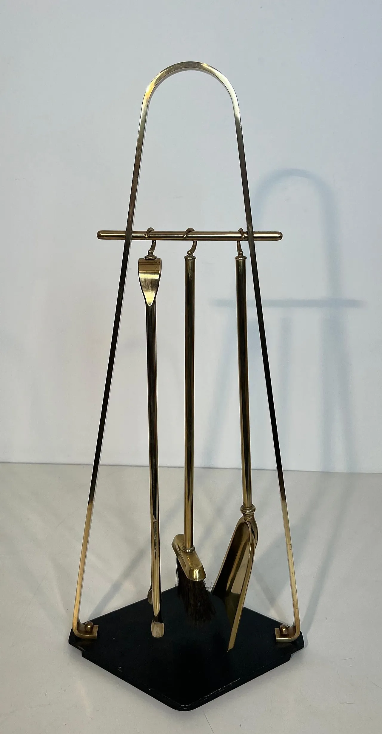 Brass and lacquer fireplace tools on stand, 1970s 19