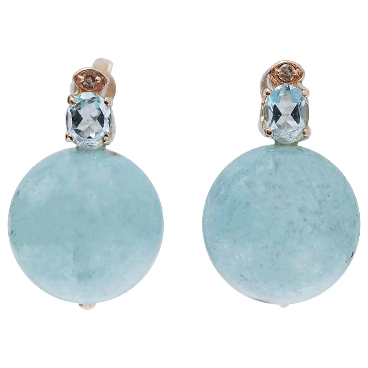 Gold earring, aquamarine, topaz, diamonds, 2000s 1