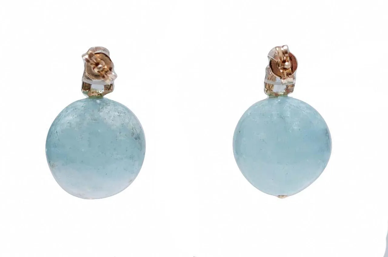 Gold earring, aquamarine, topaz, diamonds, 2000s 3