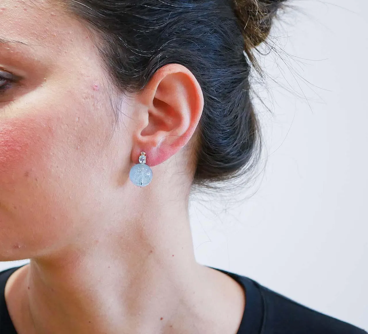 Gold earring, aquamarine, topaz, diamonds, 2000s 4