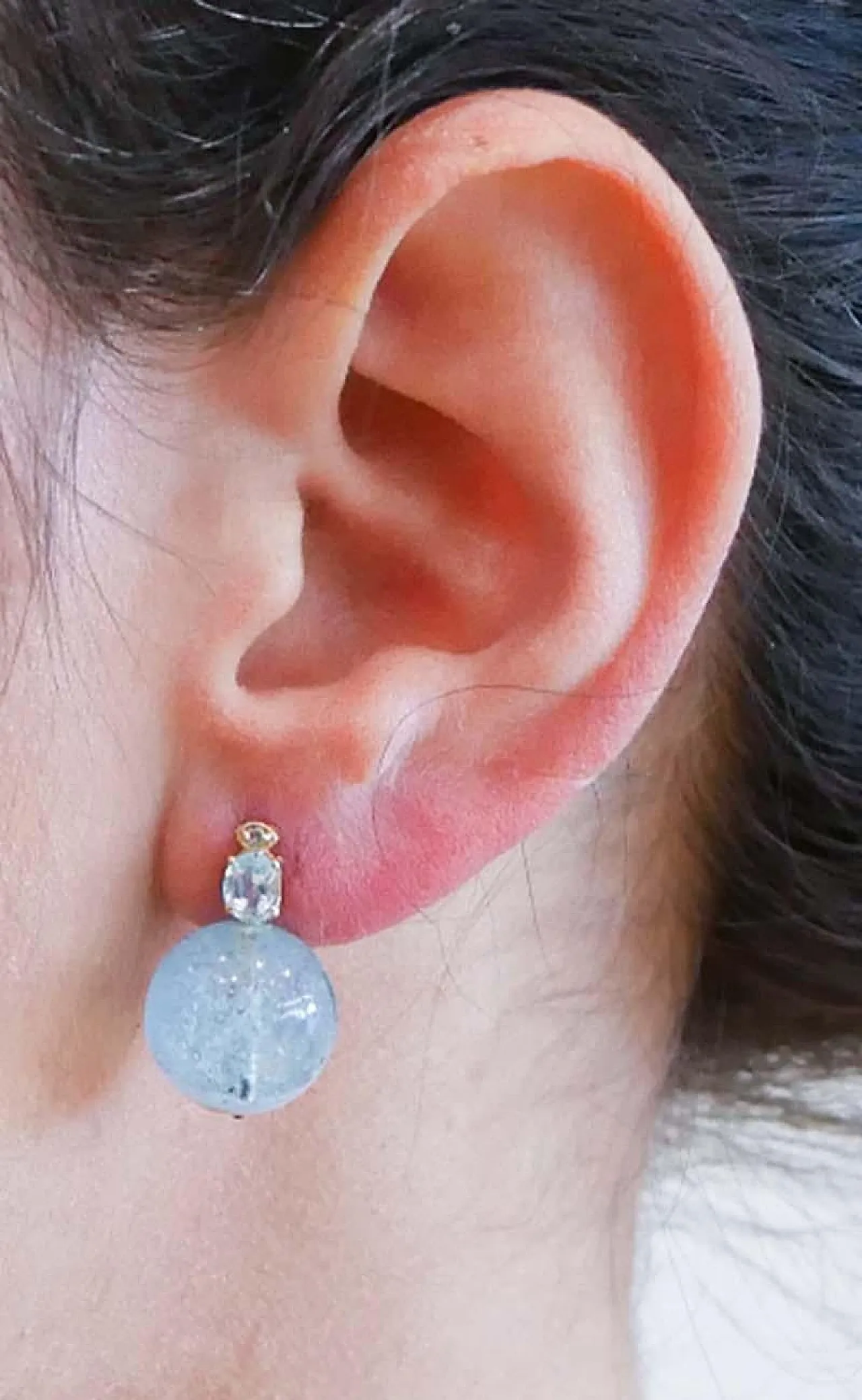 Gold earring, aquamarine, topaz, diamonds, 2000s 5