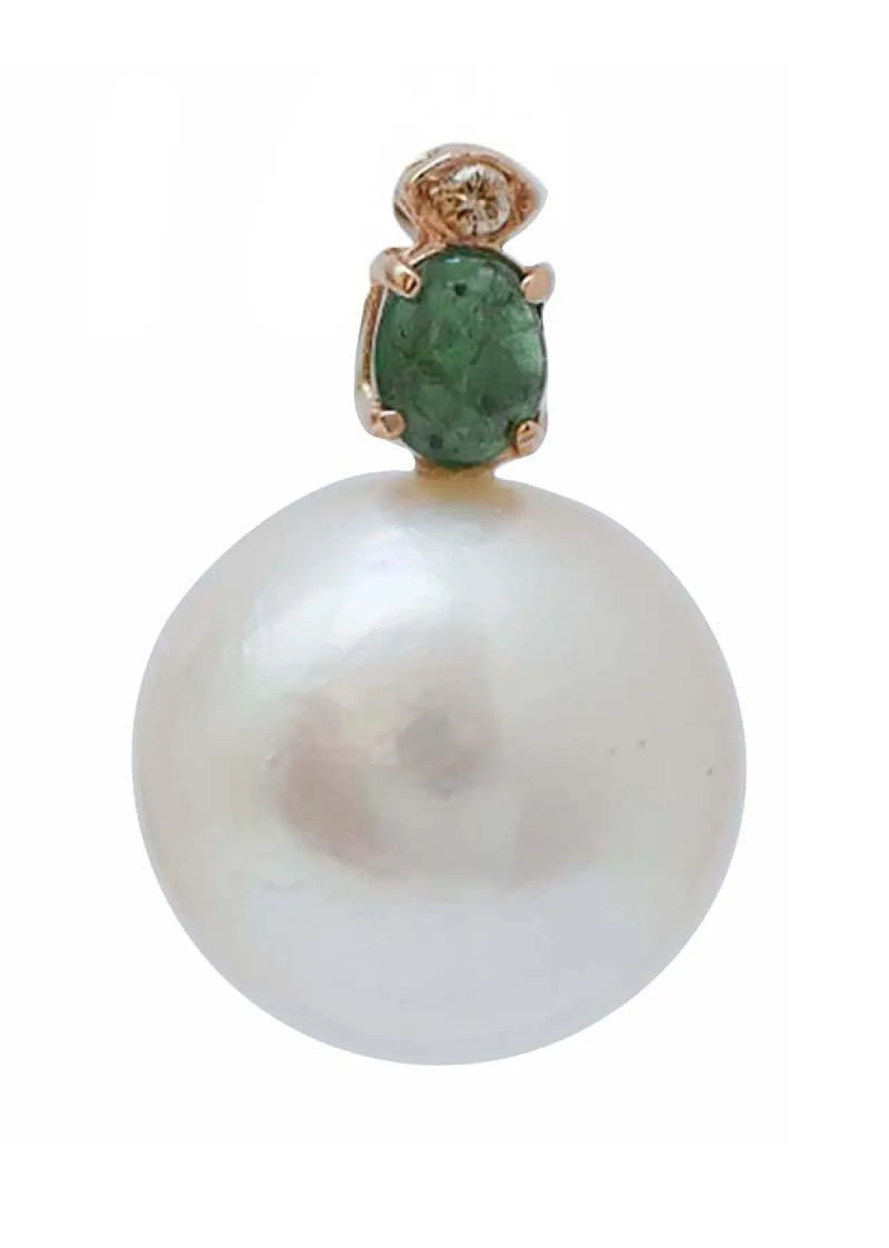 Earrings with pearls, emeralds, diamonds and pink gold, 2000s 2