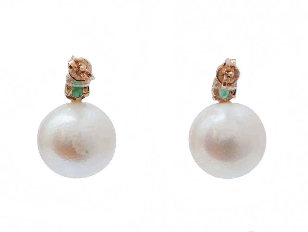Earrings with pearls, emeralds, diamonds and pink gold, 2000s 3