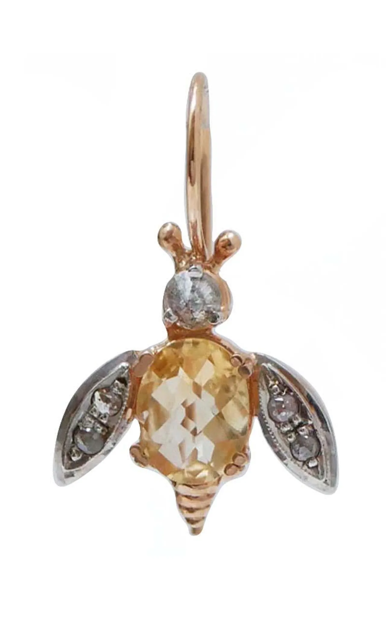 Topaz, diamond, rose gold and silver fly earrings, 1970s 2