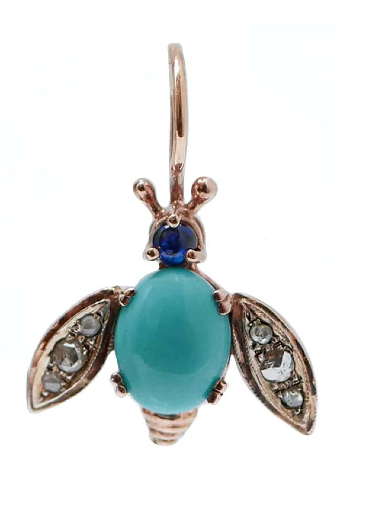 Orecchini con magnesite, zaffiri, diamanti, oro e argento, anni '50 2