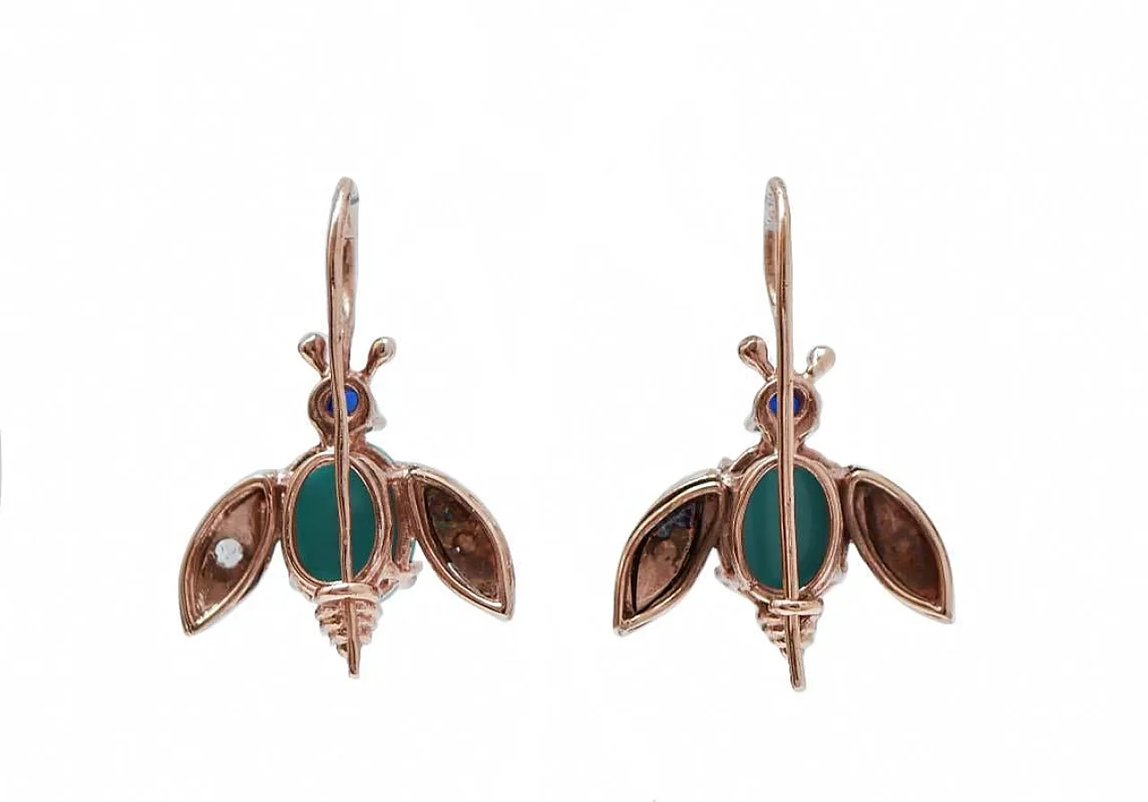 Orecchini con magnesite, zaffiri, diamanti, oro e argento, anni '50 3