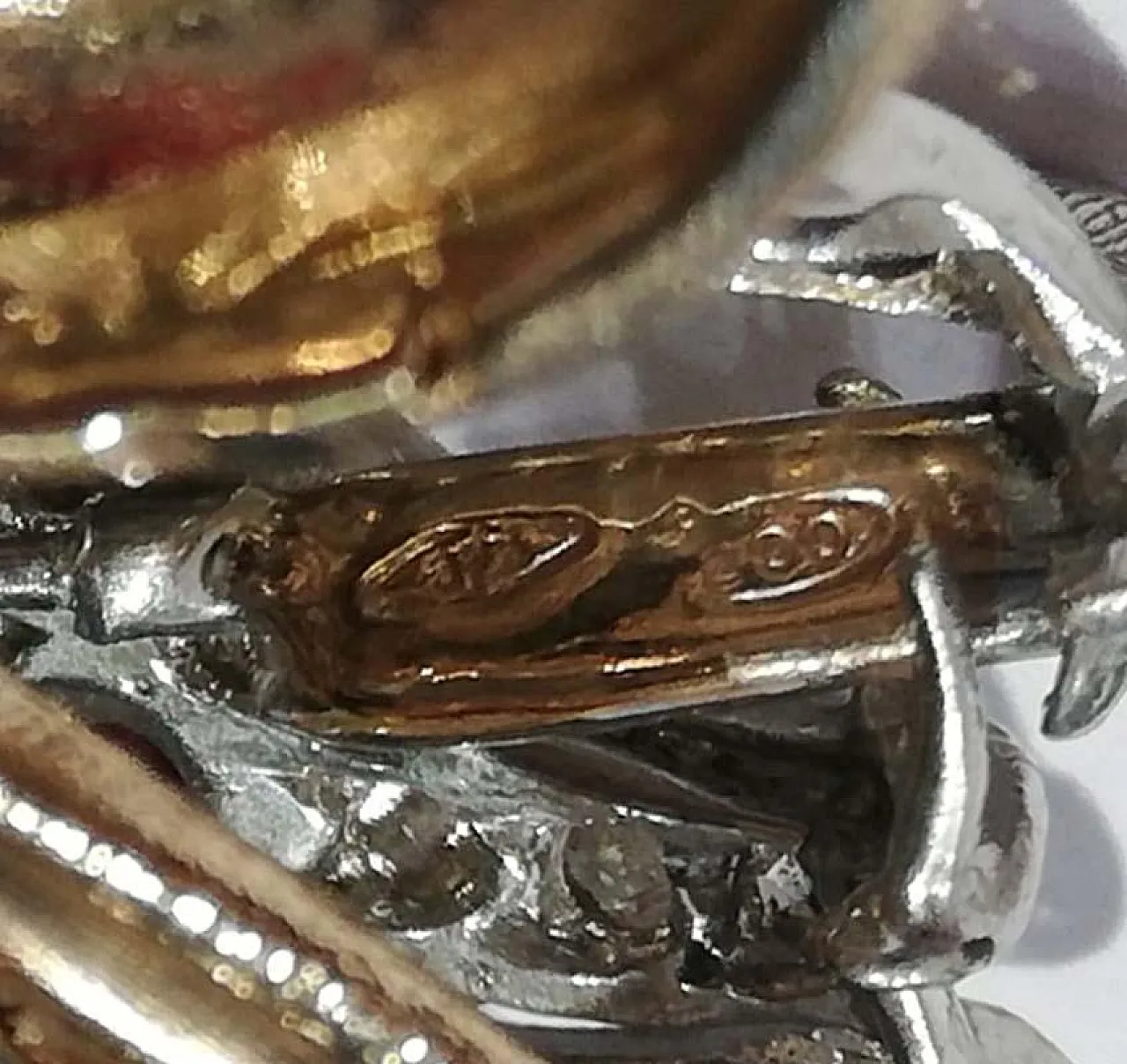 Gold and silver dragon pendant with rubies, diamonds, enamel, 1970s 5