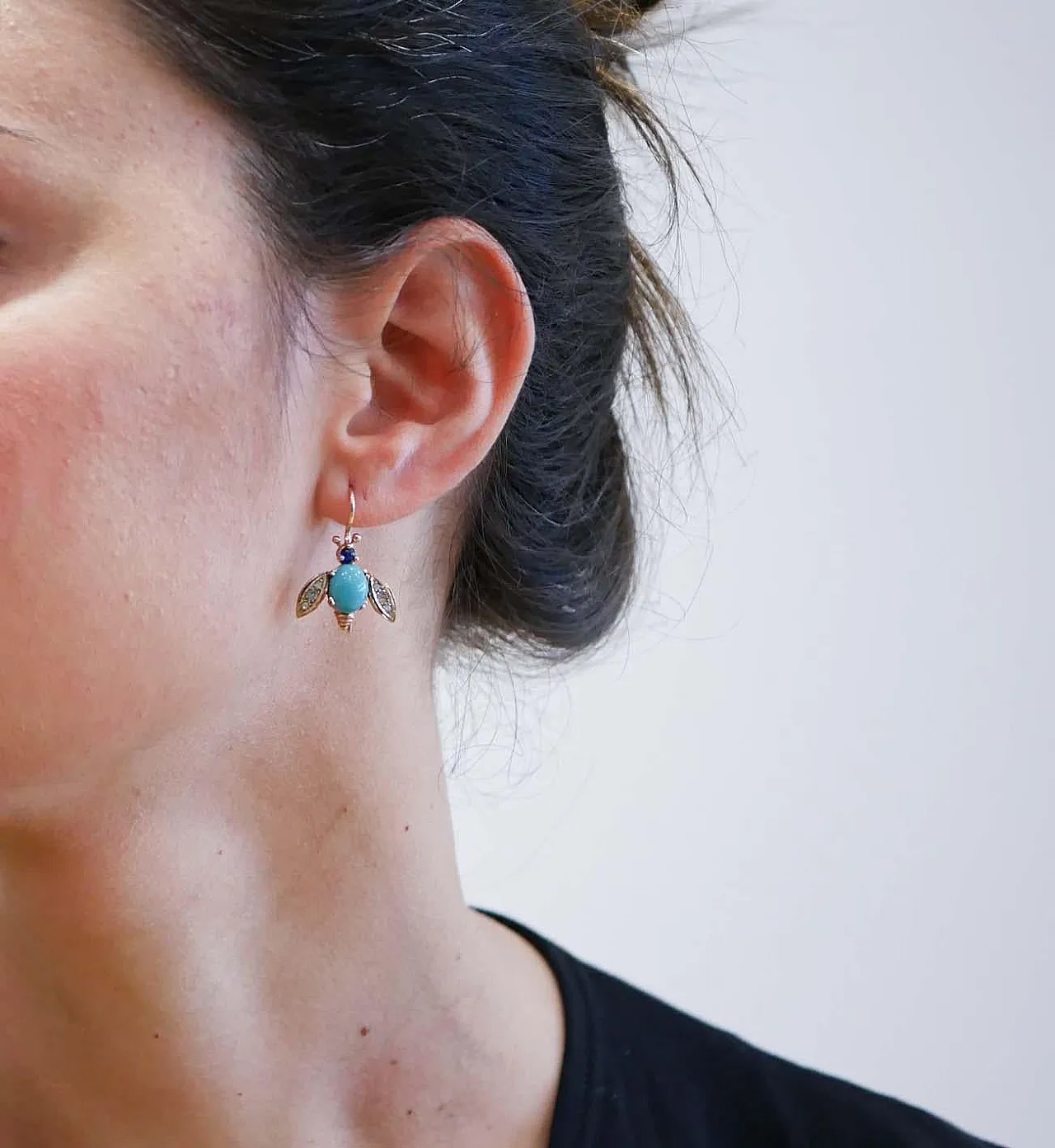 Orecchini con magnesite, zaffiri, diamanti, oro e argento, anni '50 4