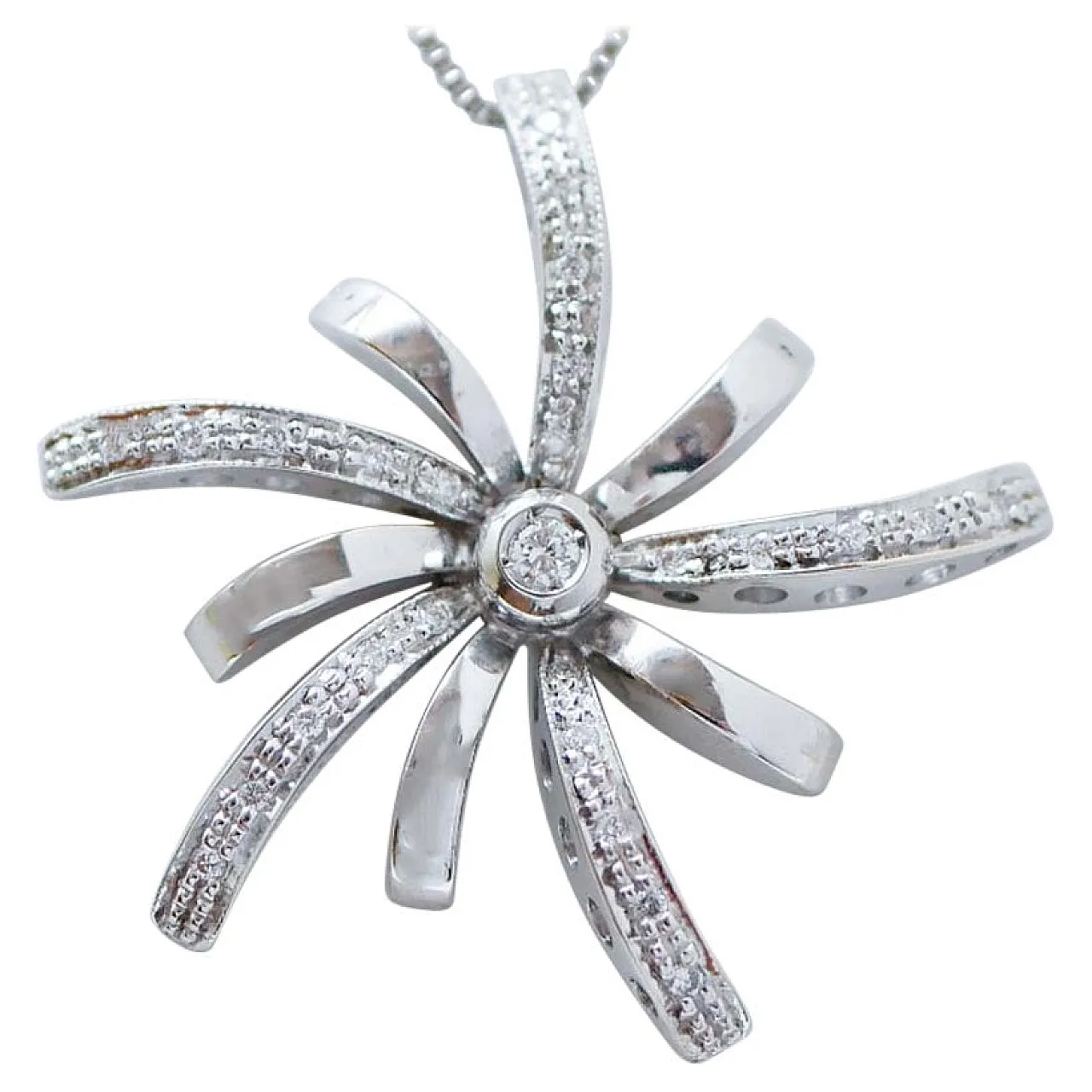 Diamanti, collana con ciondolo in oro bianco 18 carati, anni 2000 1