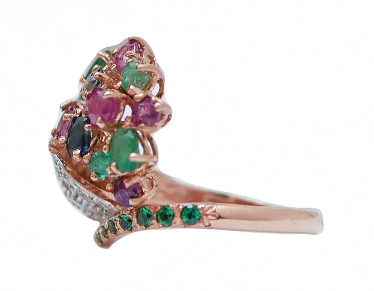 Ring with rubies, emeralds, sapphires, tsavorite, diamonds, 1970s 2
