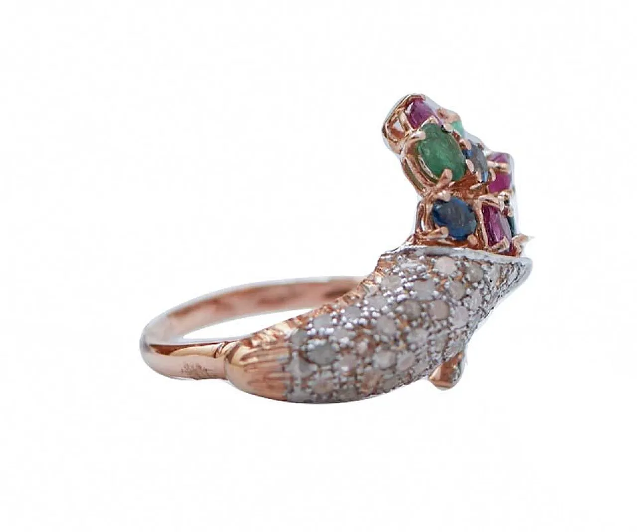 Ring with rubies, emeralds, sapphires, tsavorite, diamonds, 1970s 3
