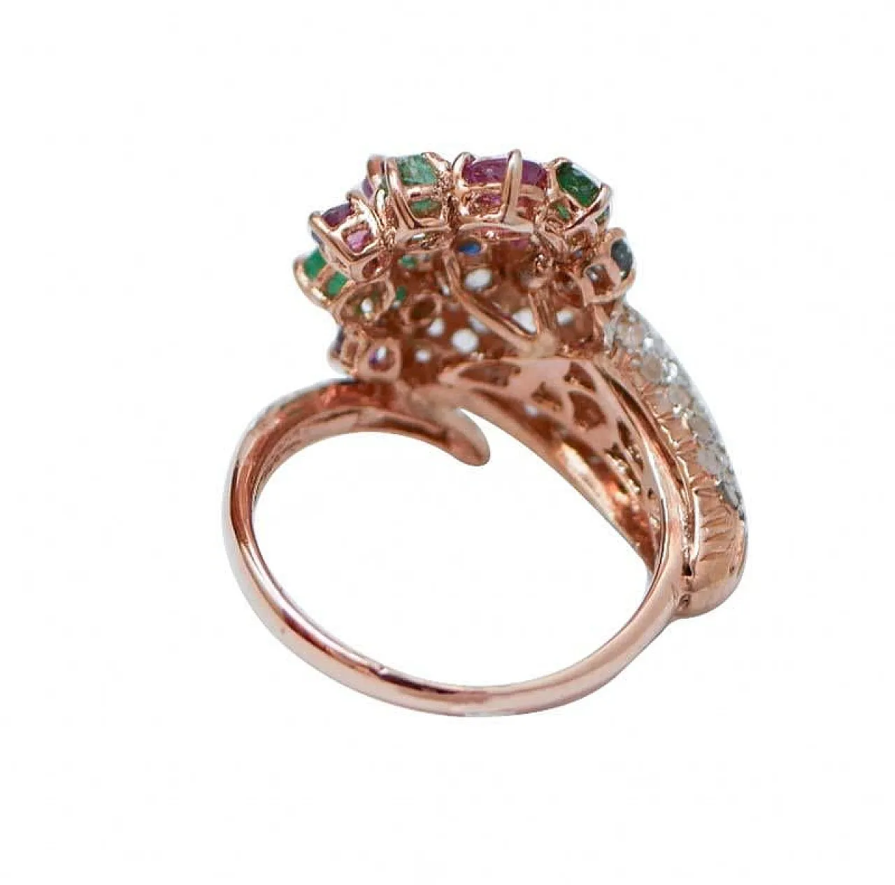 Ring with rubies, emeralds, sapphires, tsavorite, diamonds, 1970s 4
