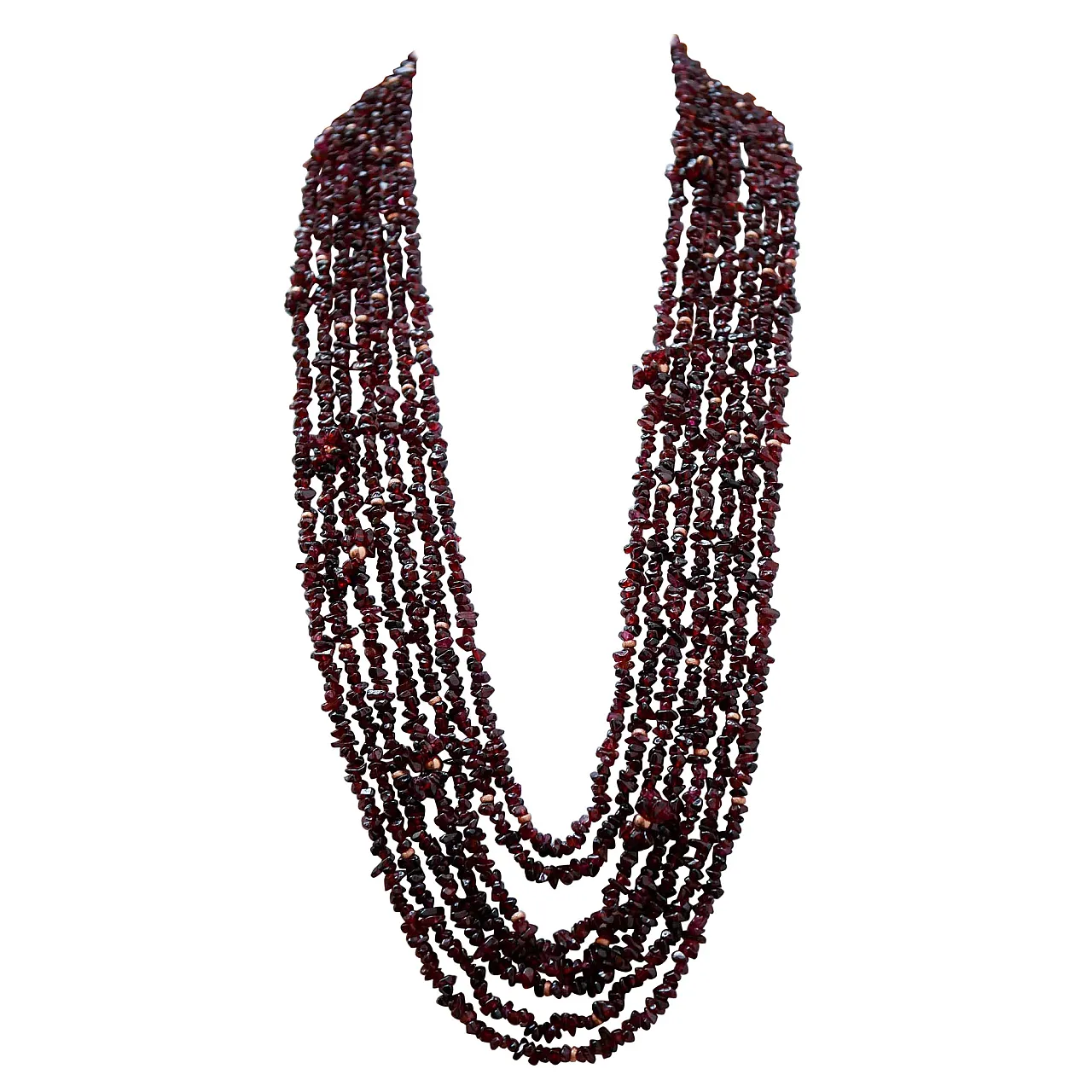 Garnets, multi-strands necklace, 1970s 1
