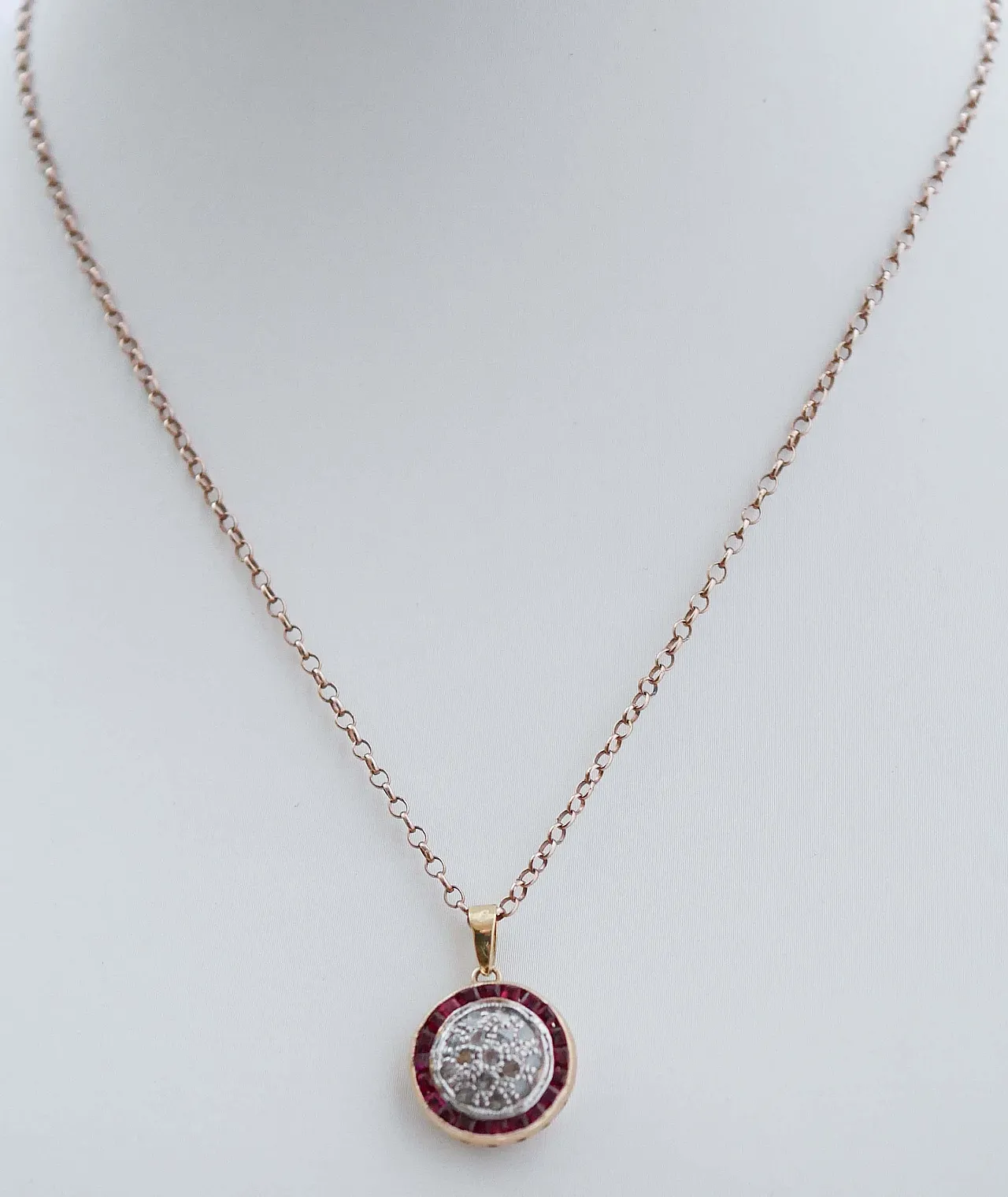 Collana con rubini, diamanti, oro rosa e argento, anni '50 2