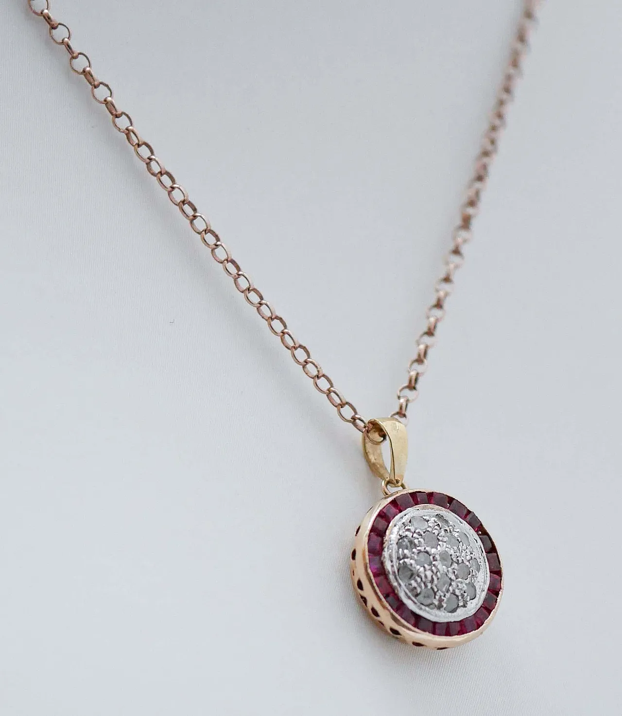 Collana con rubini, diamanti, oro rosa e argento, anni '50 3