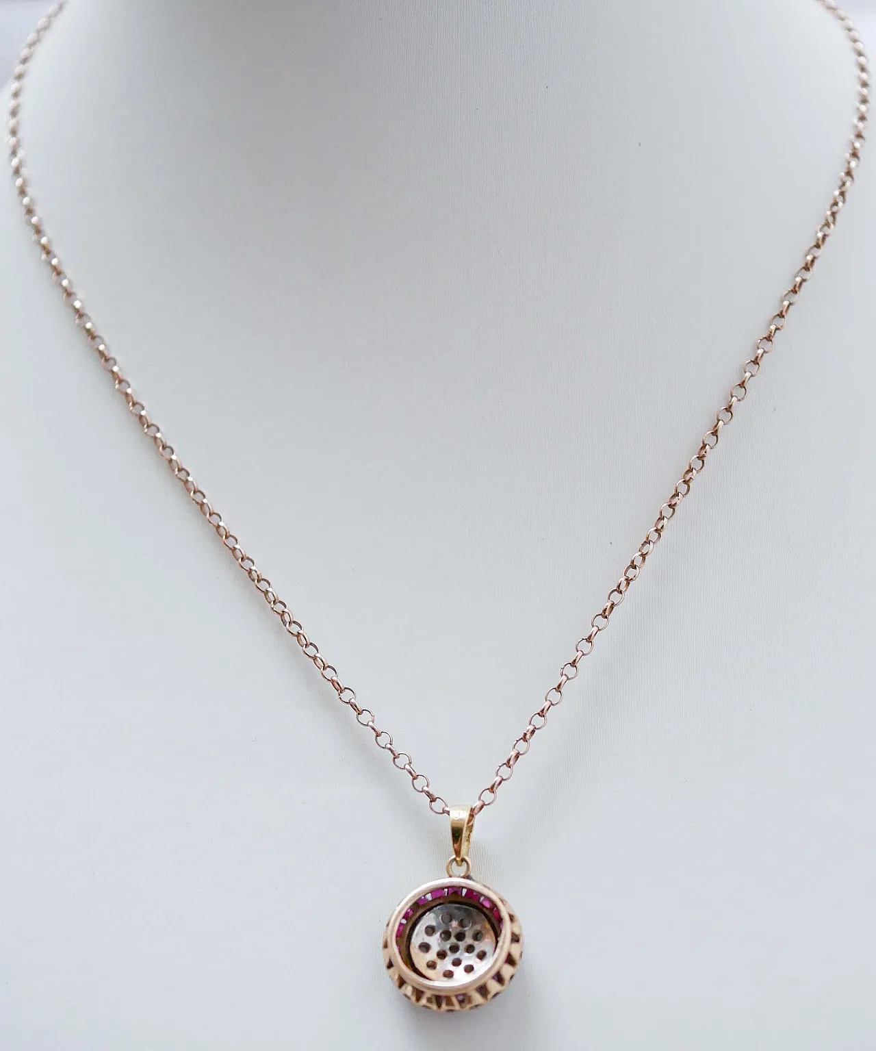 Collana con rubini, diamanti, oro rosa e argento, anni '50 4