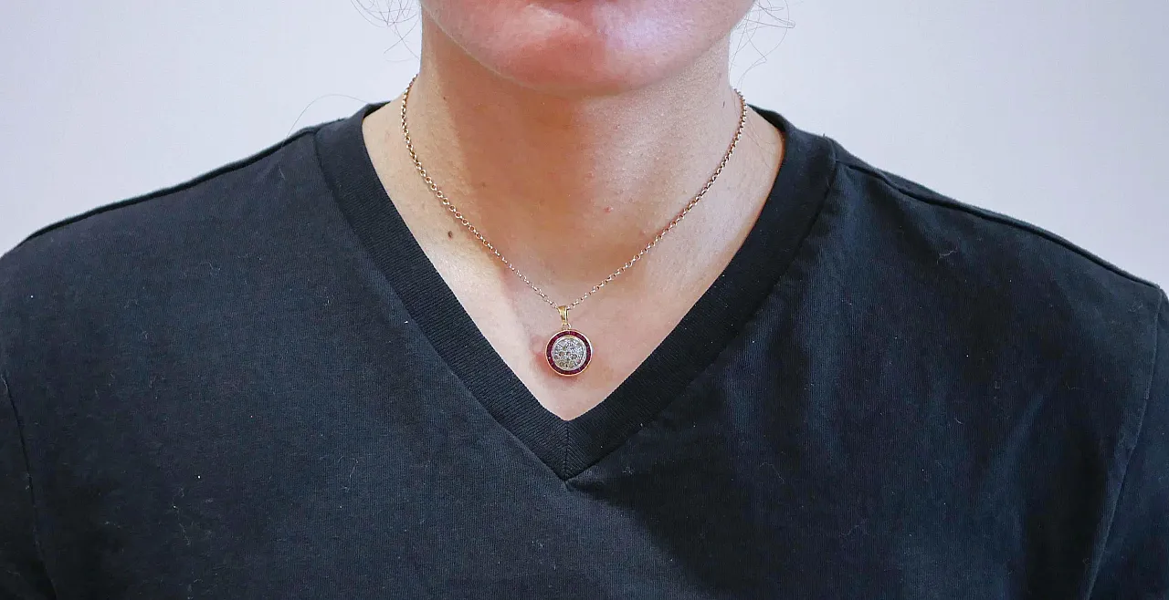 Collana con rubini, diamanti, oro rosa e argento, anni '50 5