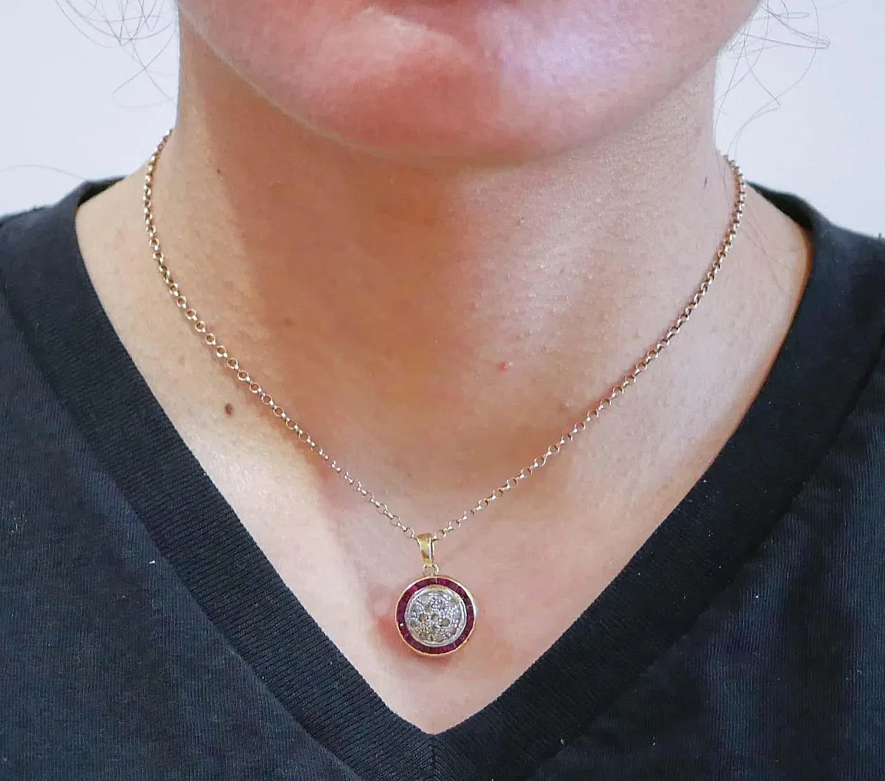 Collana con rubini, diamanti, oro rosa e argento, anni '50 6