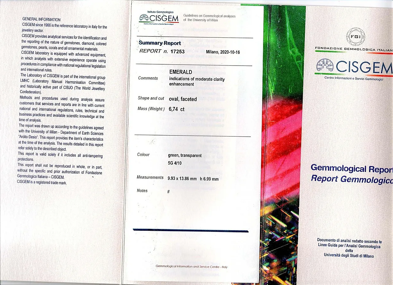 Smeraldo, diamanti, anello in platino, anni '70 7