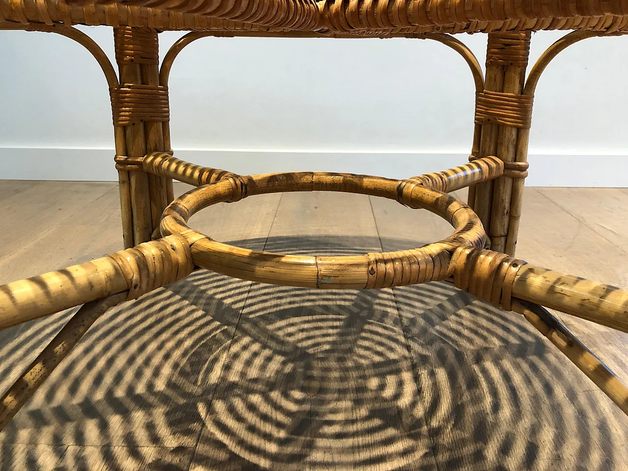 Round rattan coffee table, 1970s 9