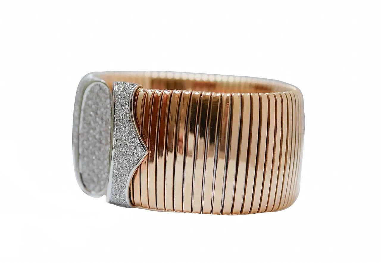 Bracciale TuboGas in oro bianco e rosa con diamanti, anni '70 2