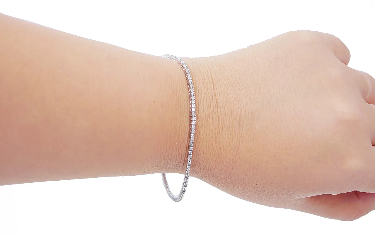 Bracciale tennis in oro bianco e diamanti, anni '70 4
