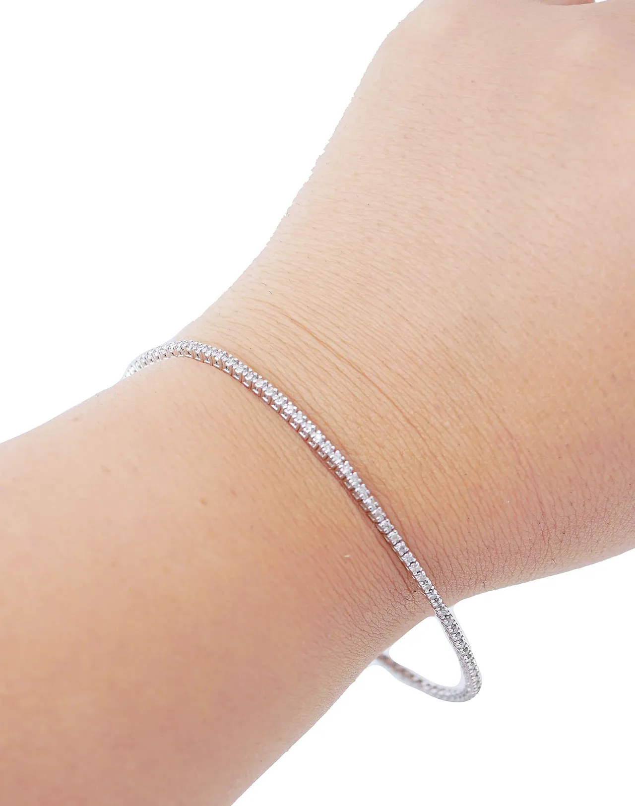 Bracciale tennis in oro bianco e diamanti, anni '70 5