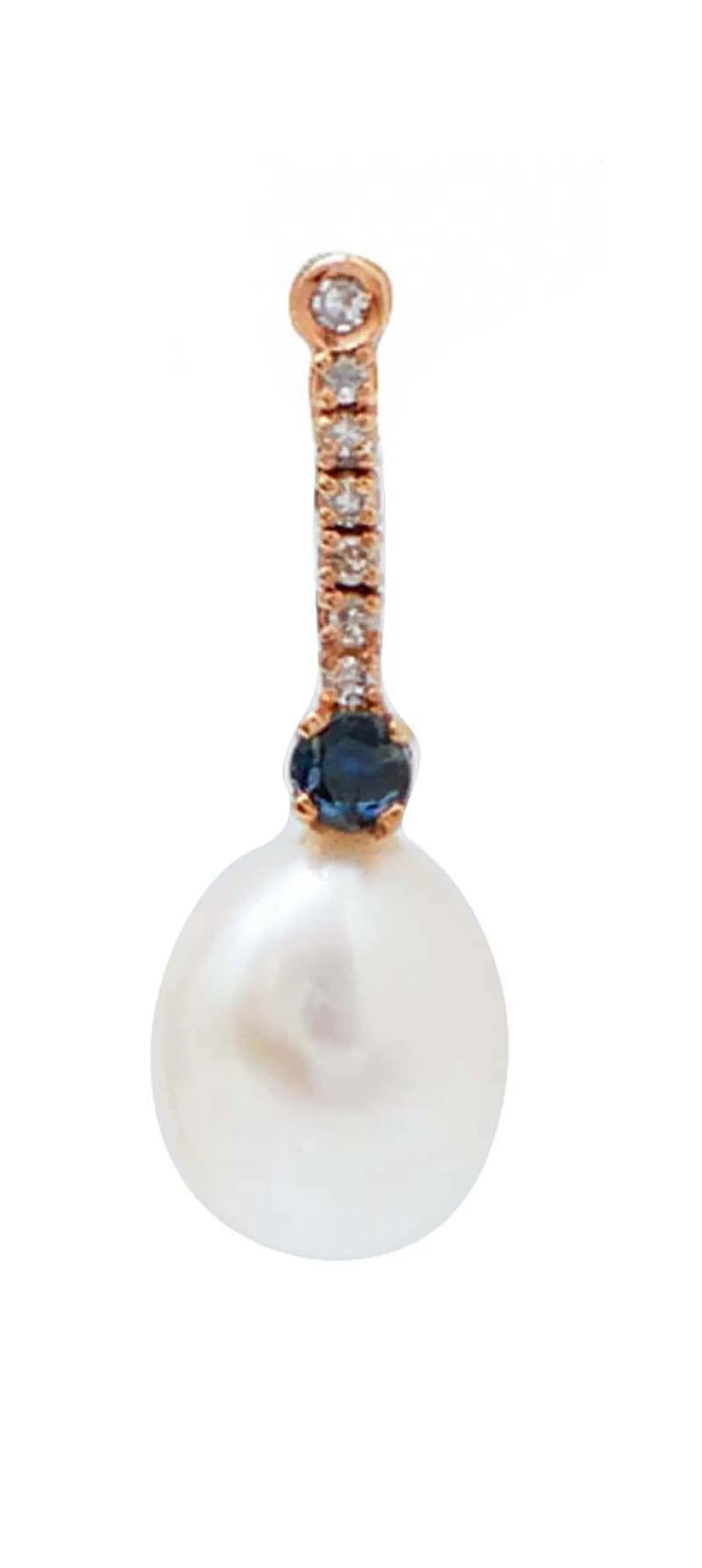 Precchini da tennis in oro rosa, perle, zaffiri, diamanti, anni 2000 2