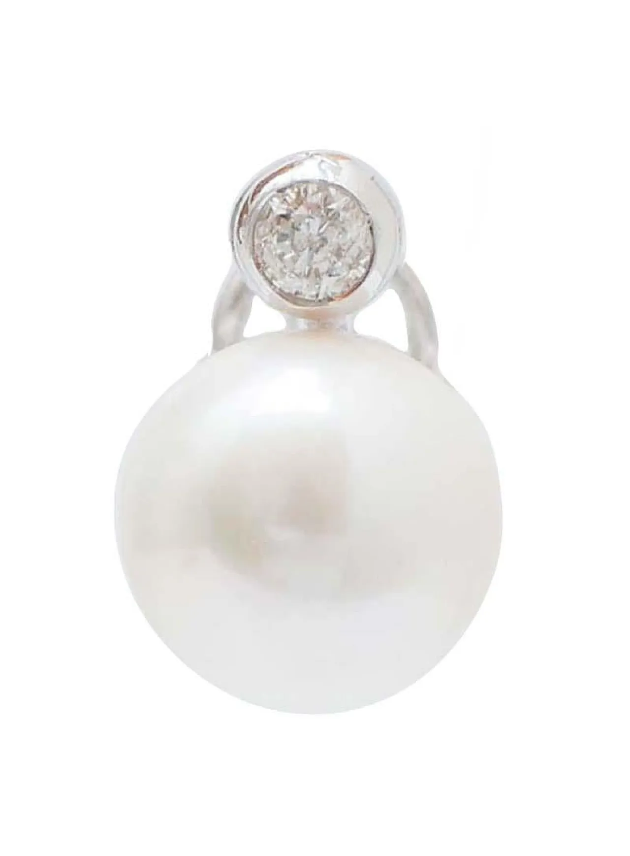 14K white gold earrings with pearls and diamonds, 2000s 2