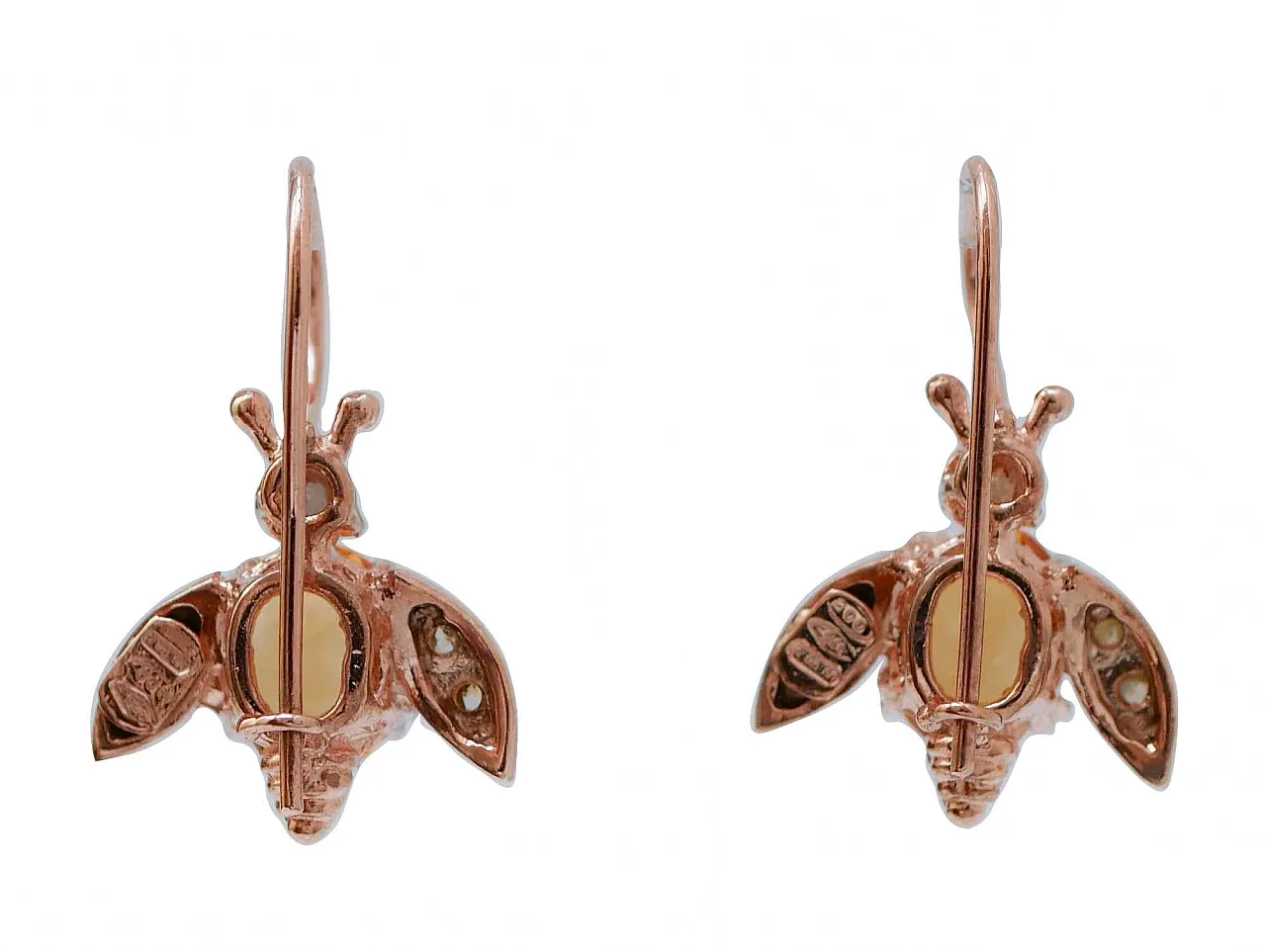 Orecchini con topazi, diamanti, oro rosa e argento, anni '50 3