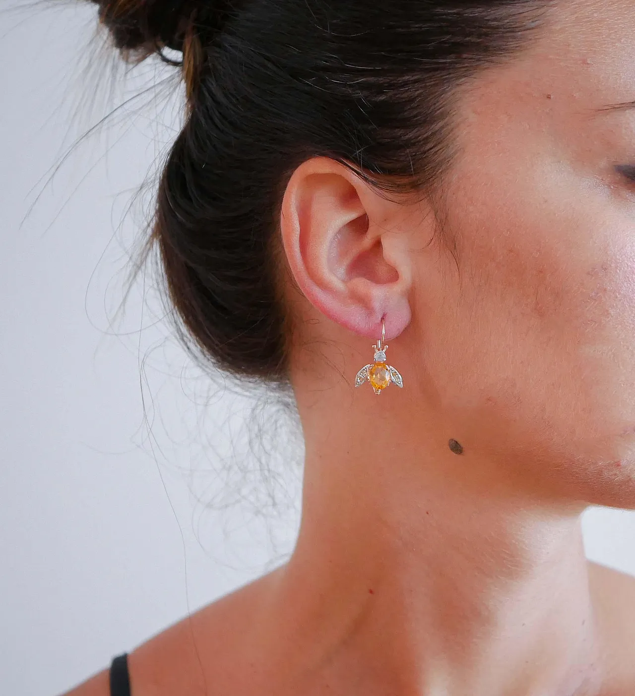 Orecchini con topazi, diamanti, oro rosa e argento, anni '50 4