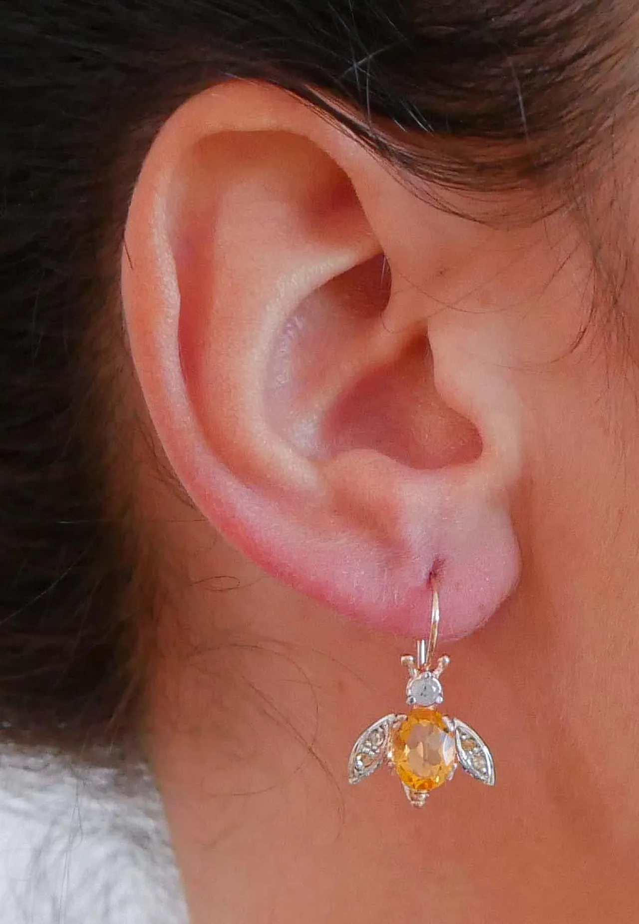 Orecchini con topazi, diamanti, oro rosa e argento, anni '50 5