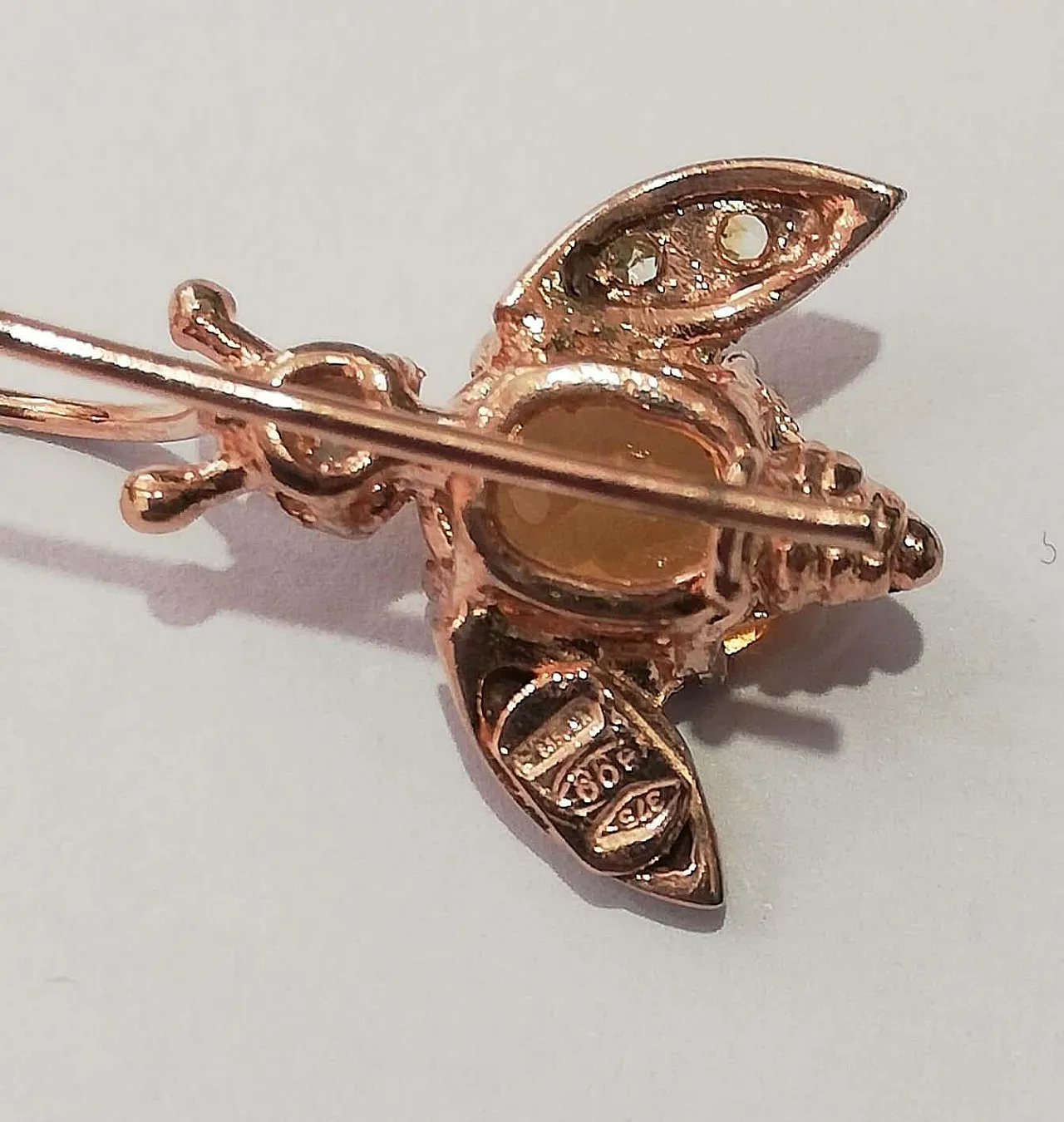 Orecchini con topazi, diamanti, oro rosa e argento, anni '50 6