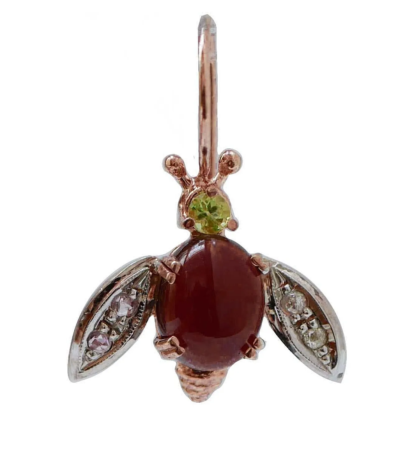 Gold and silver earrings with garnets, peridots, diamonds, 1950s 2