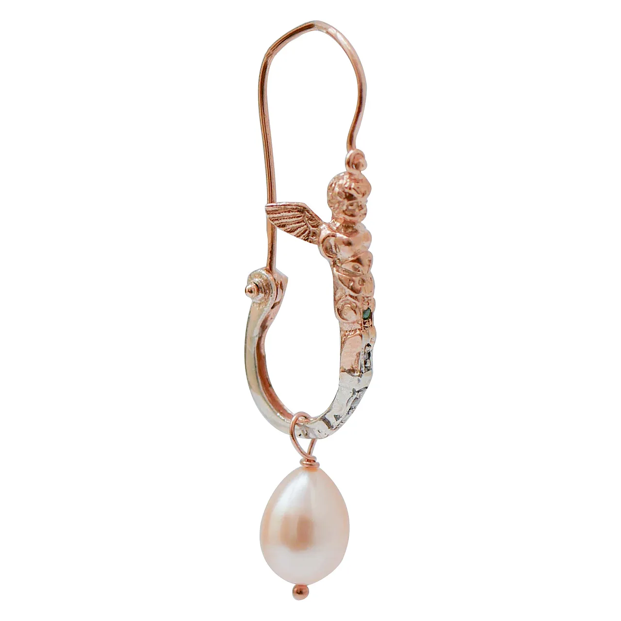 Orecchini con perle, tsavorite, diamanti, oro rosa e argento, anni '60 1