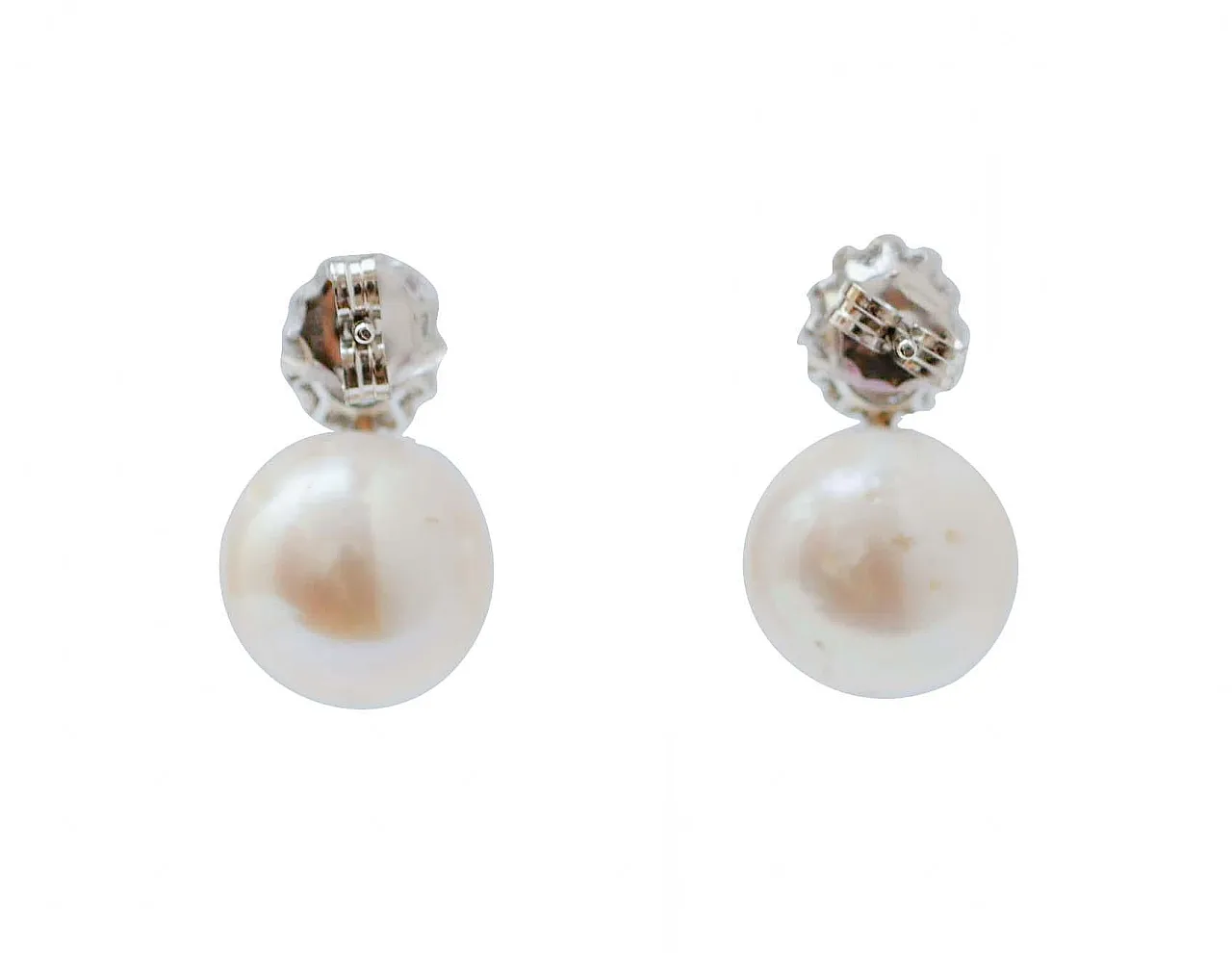 Earrings with pearls, rubies, diamonds, 18K white gold, 2000s 3