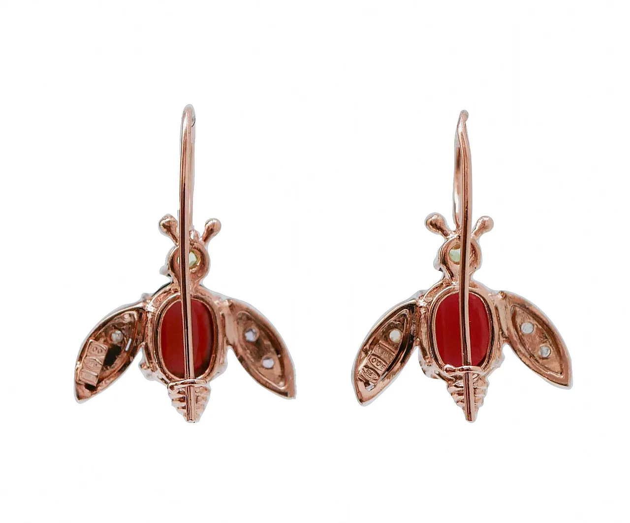 Gold and silver earrings with garnets, peridots, diamonds, 1950s 3