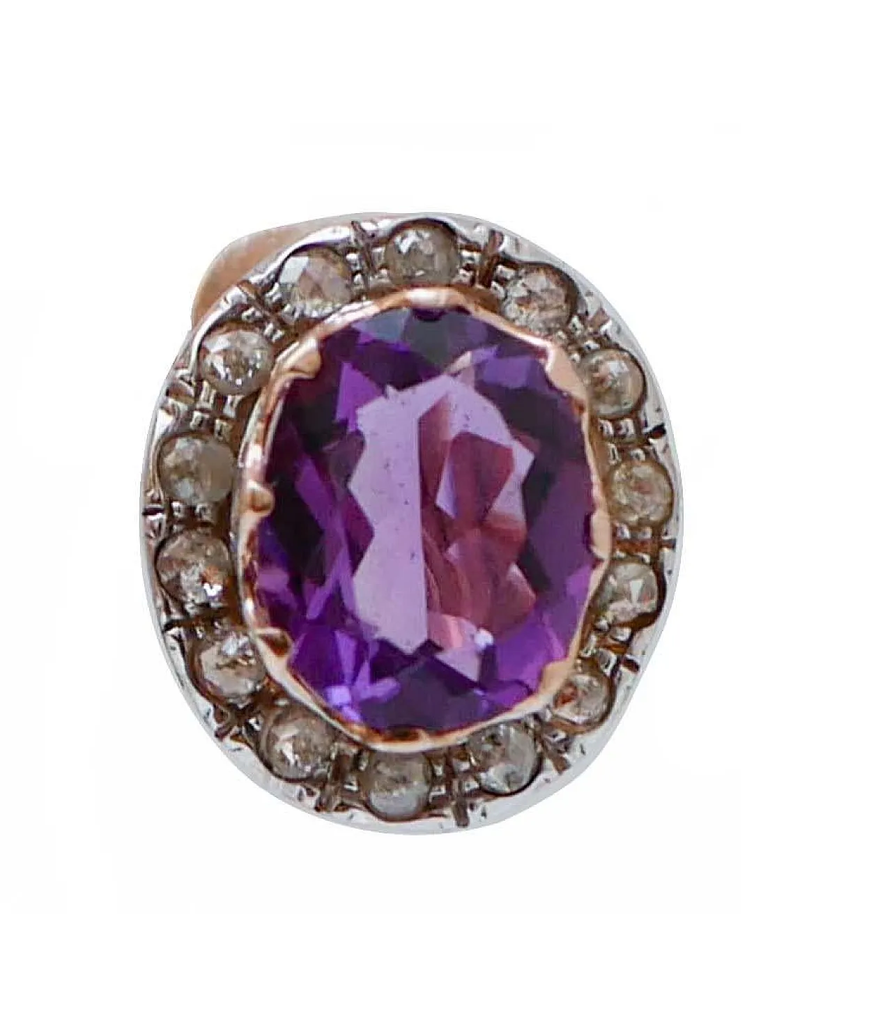 Orecchini con ametiste, diamanti, oro rosa e argento, anni '50 2