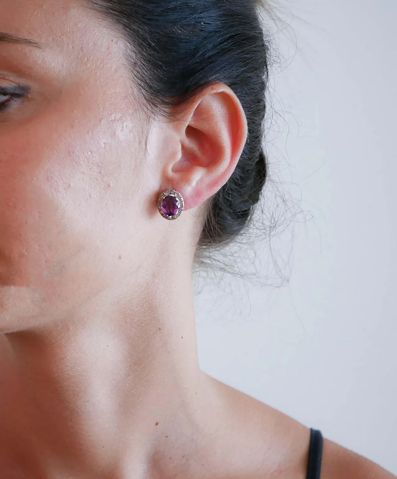 Orecchini con ametiste, diamanti, oro rosa e argento, anni '50 4
