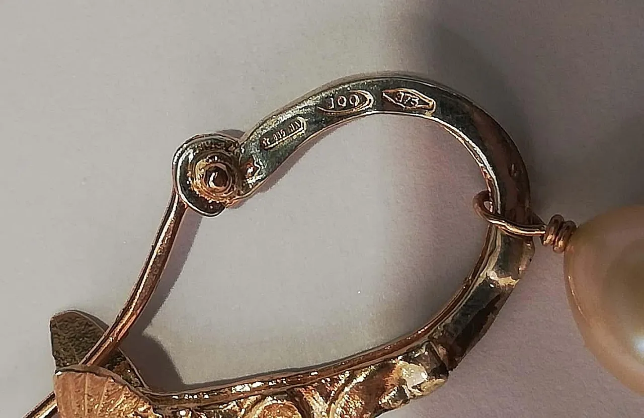 Orecchini con perle, tsavorite, diamanti, oro rosa e argento, anni '60 7