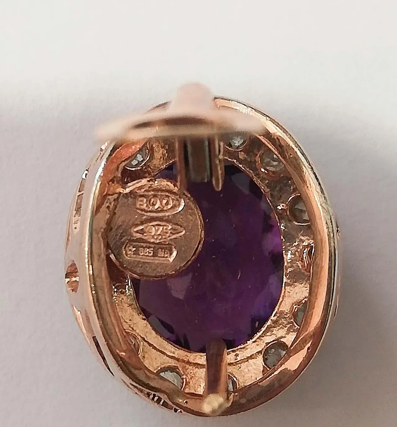 Orecchini con ametiste, diamanti, oro rosa e argento, anni '50 6