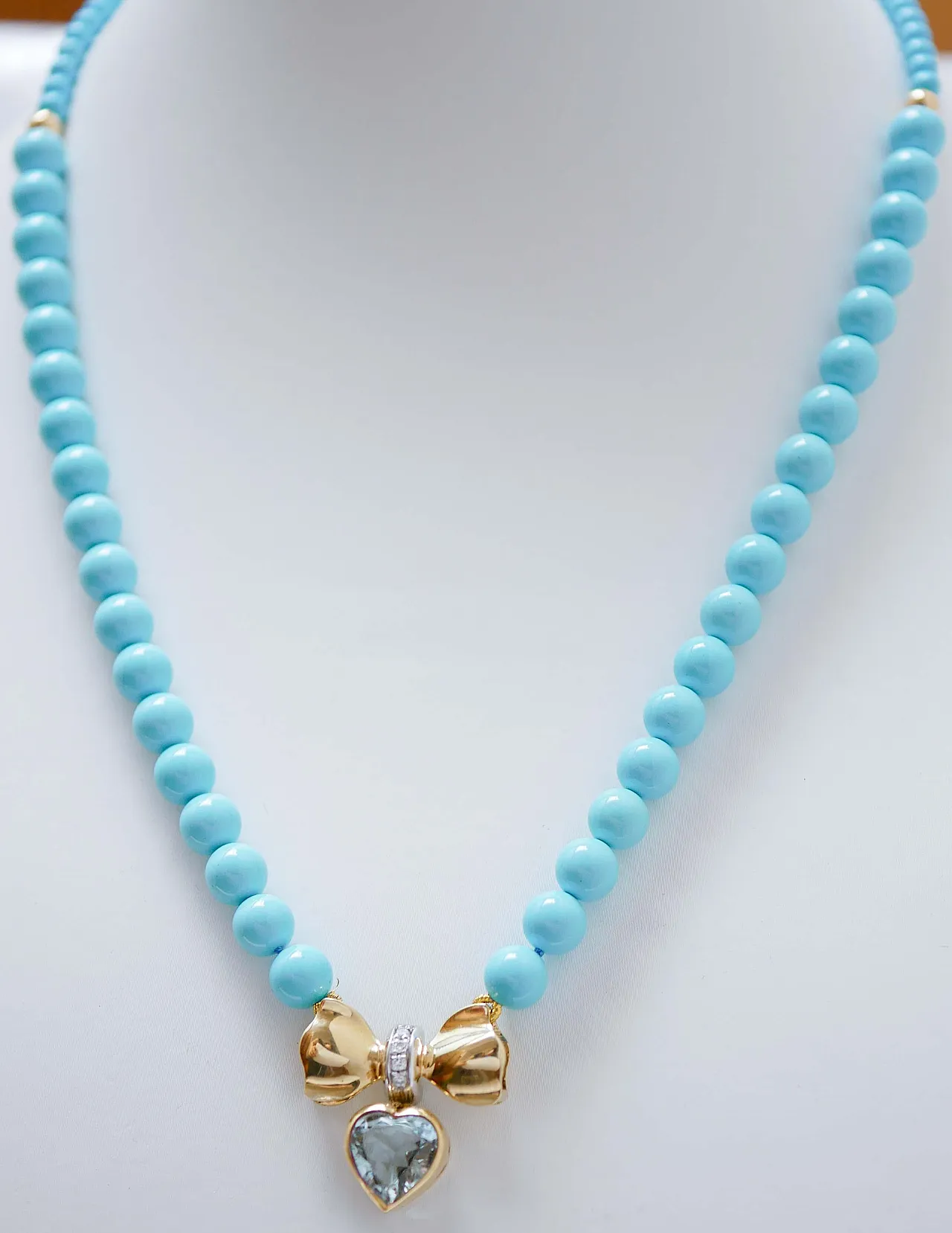 Collana in turchese, topazio, diamanti, oro giallo 18 carati, anni '50 3