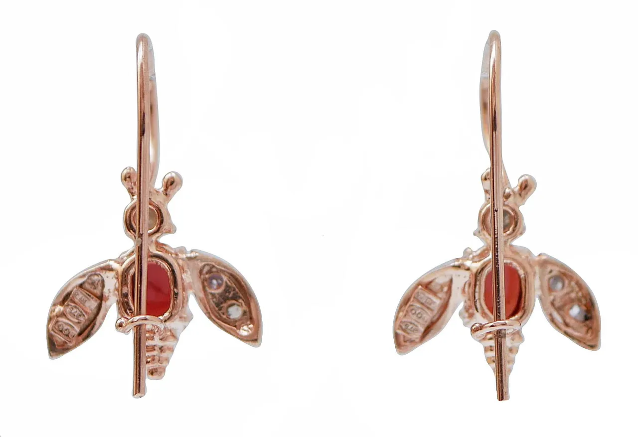 Rose gold and silver earrings, garnets and diamonds, 1970s 3