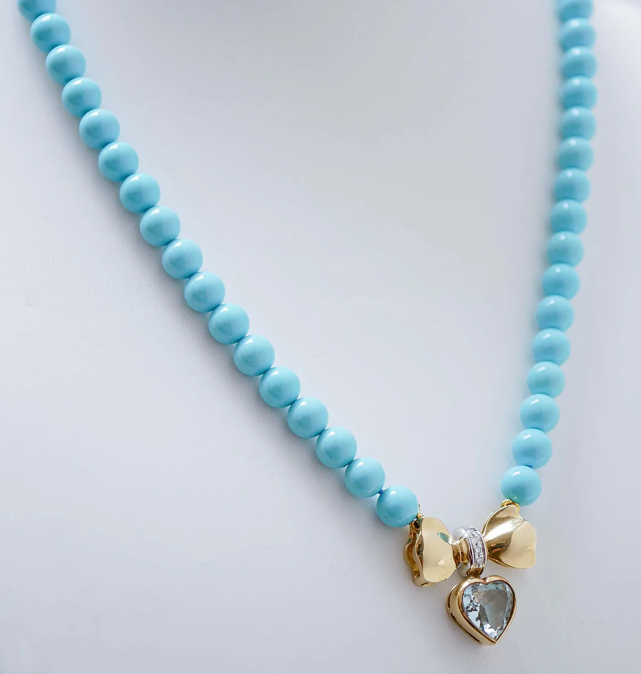 Collana in turchese, topazio, diamanti, oro giallo 18 carati, anni '50 4