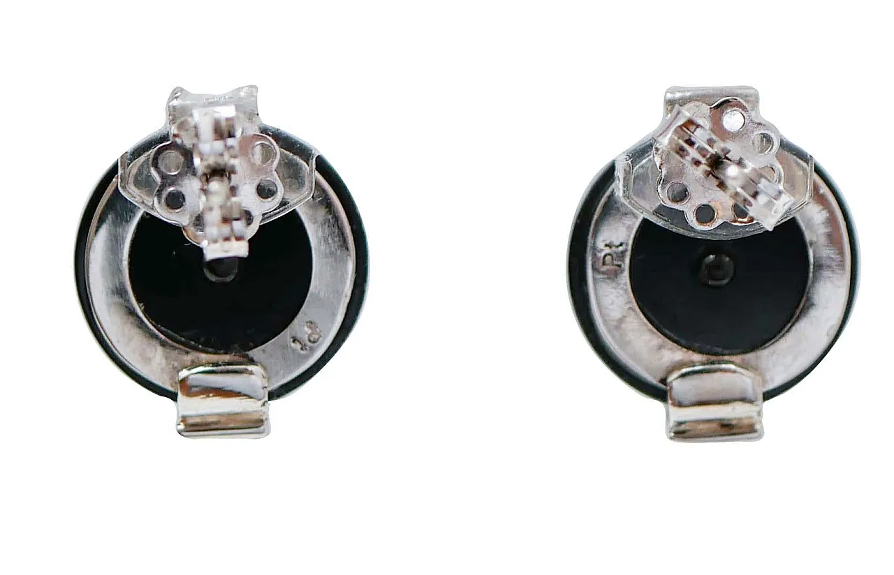 Enamel, black agate, platinum earrings, 1960s 3