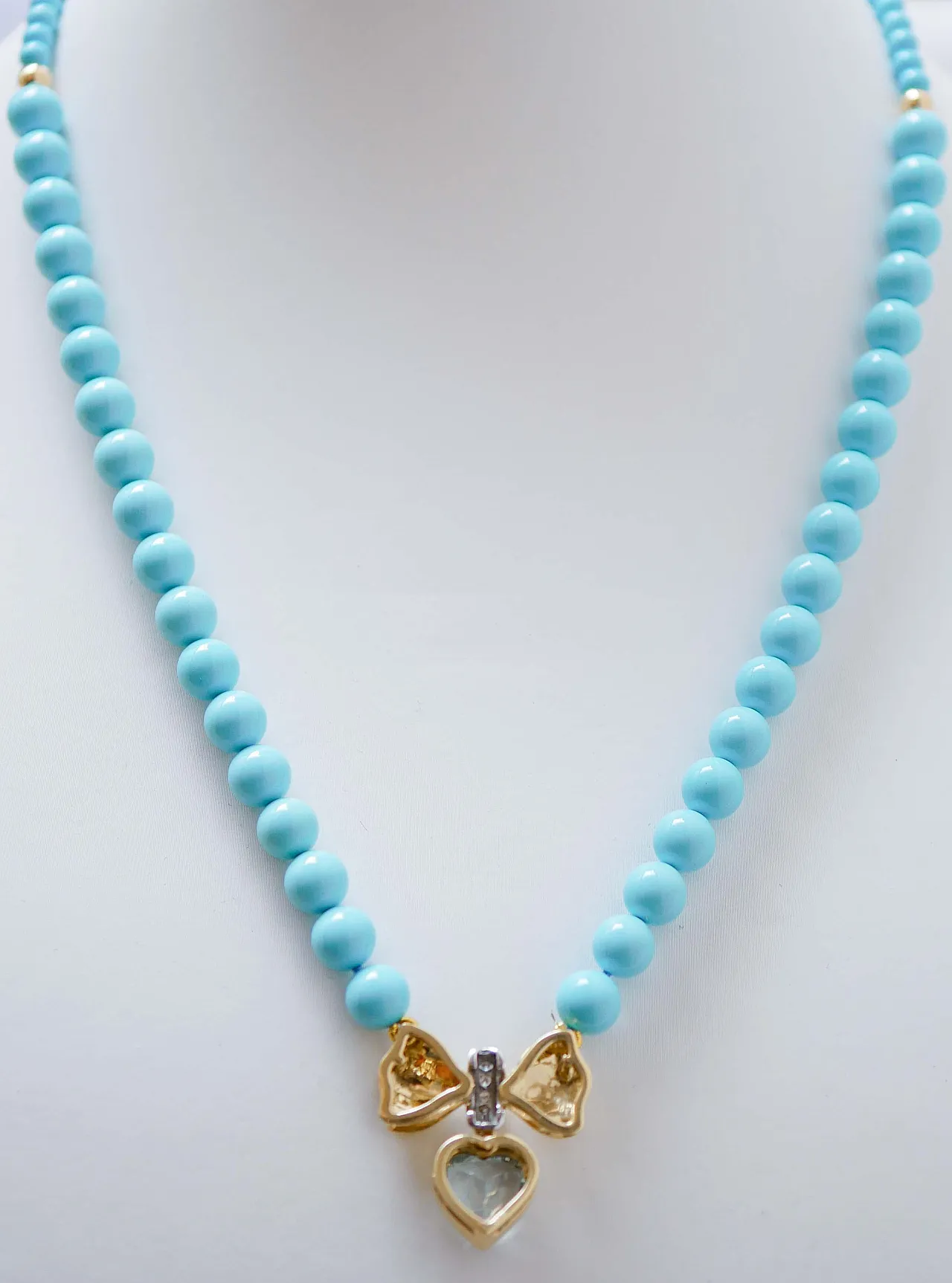 Collana in turchese, topazio, diamanti, oro giallo 18 carati, anni '50 5