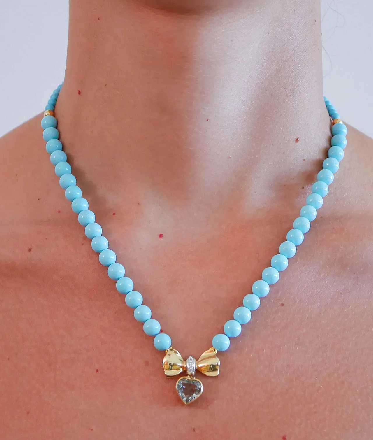 Collana in turchese, topazio, diamanti, oro giallo 18 carati, anni '50 7