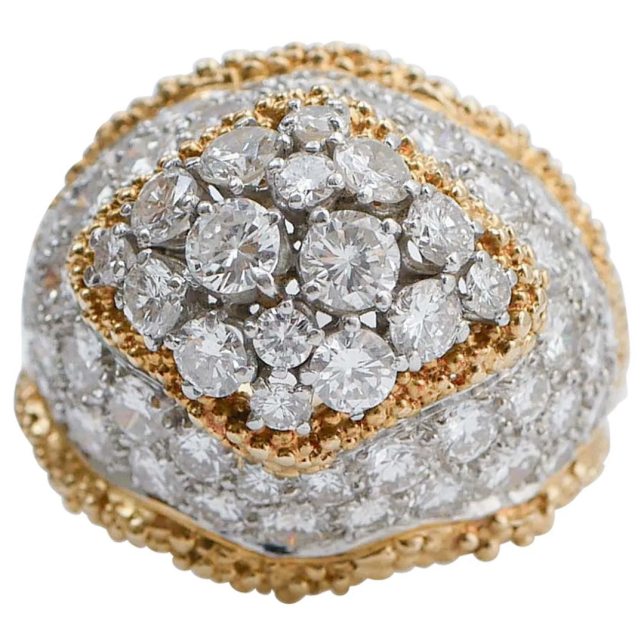 Diamond ring, 18K yellow gold and platinum, 1950s 1